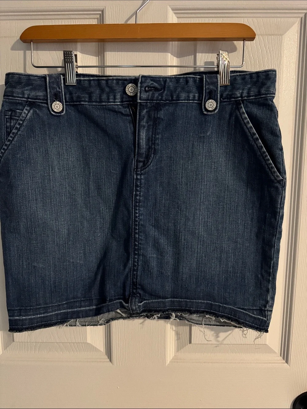 GAP Dark Blue Denim Mini Skirt with Frayed Hem